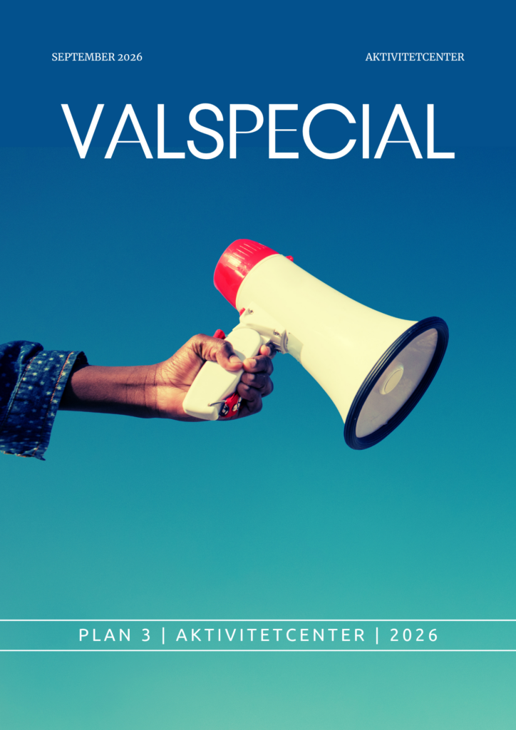 Webbtidningens framsida med texten "Valspecial".